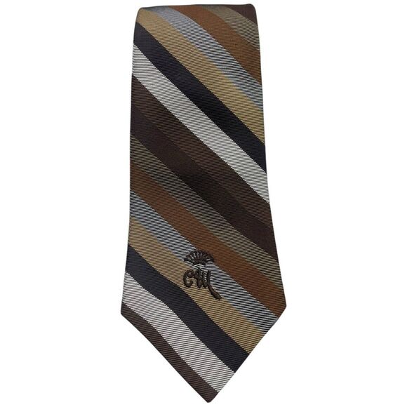 Vintage WOOLF BROTHERS COUNTESS MARA Tie Shades of Brown and Silver, Preowned - Picture 1 of 8